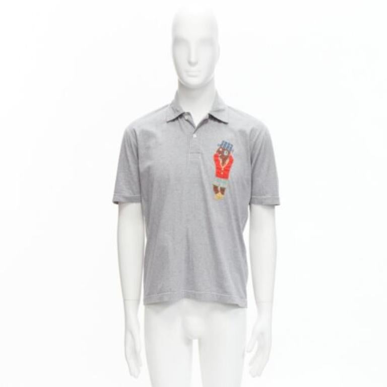 JUNYA WATANABE MAN EYE 2015 grey cotton red plaid puppet patchwork polo shirt M For Sale 5