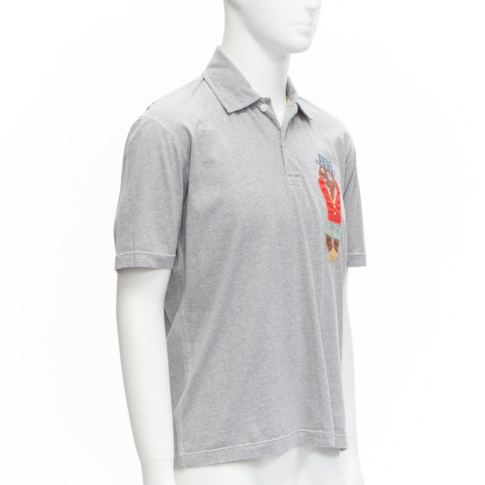 Gray JUNYA WATANABE MAN EYE 2015 grey cotton red plaid puppet patchwork polo shirt M For Sale