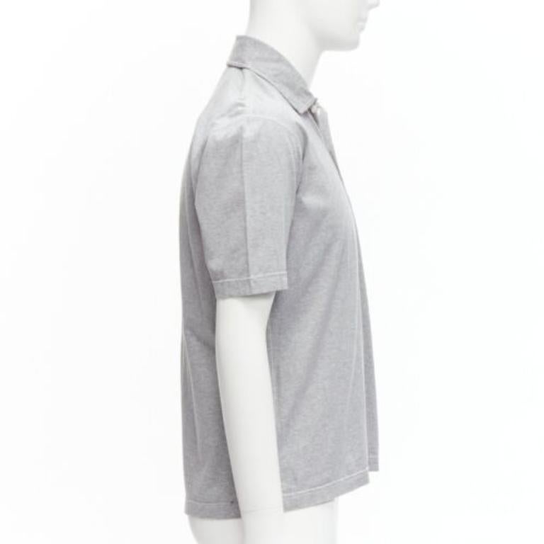 JUNYA WATANABE MAN EYE 2015 grey cotton red plaid puppet patchwork polo shirt M In Good Condition For Sale In Hong Kong, NT