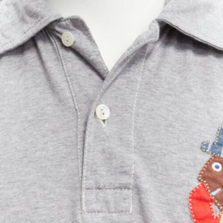 JUNYA WATANABE MAN EYE 2015 grey cotton red plaid puppet patchwork polo shirt M For Sale 2