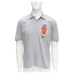JUNYA WATANABE MAN EYE 2015 grey cotton red plaid puppet patchwork polo shirt M