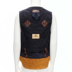 JUNYA WATANABE MAN HERVIER 2013 Reversible navy brown suede fisherman vest M