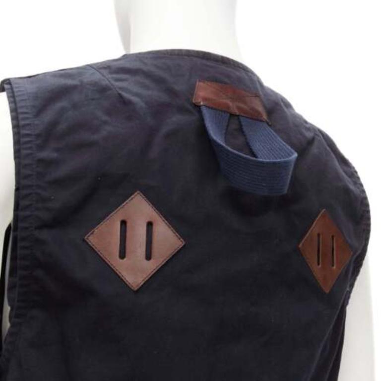 Black JUNYA WATANABE MAN HERVIER 2013 Reversible navy brown suede fisherman vest M For Sale