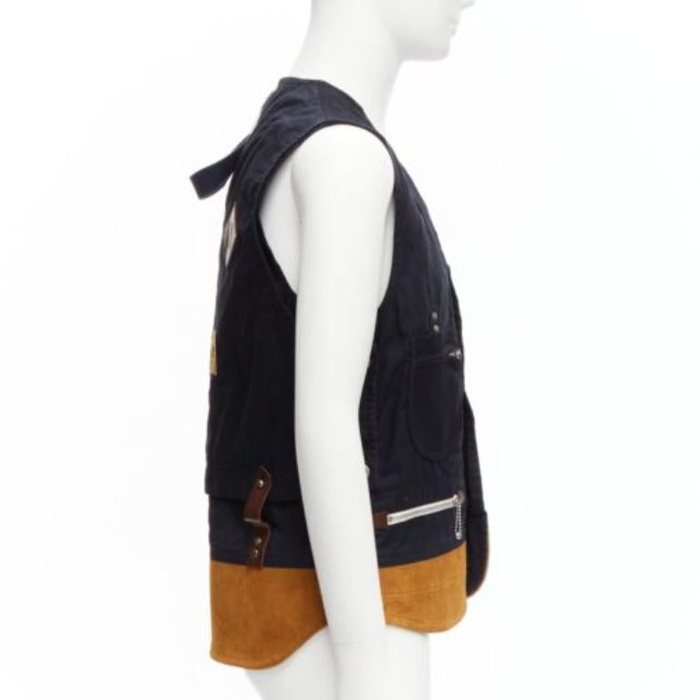 Men's JUNYA WATANABE MAN HERVIER 2013 Reversible navy brown suede fisherman vest M For Sale