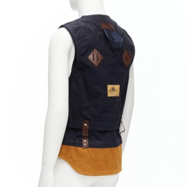 JUNYA WATANABE MAN HERVIER 2013 Reversible navy brown suede fisherman vest M For Sale 1