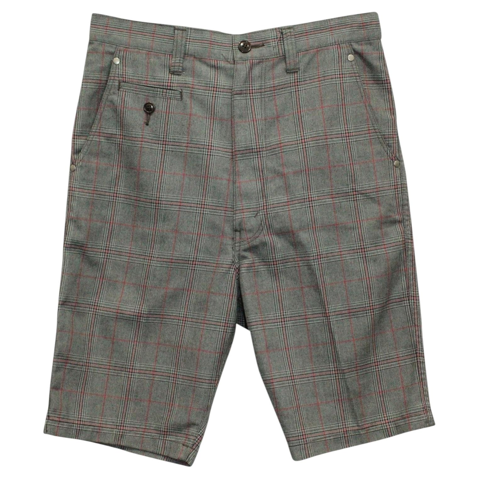 Junya Watanabe Man Plaid Shorts in Grey Polyester For Sale