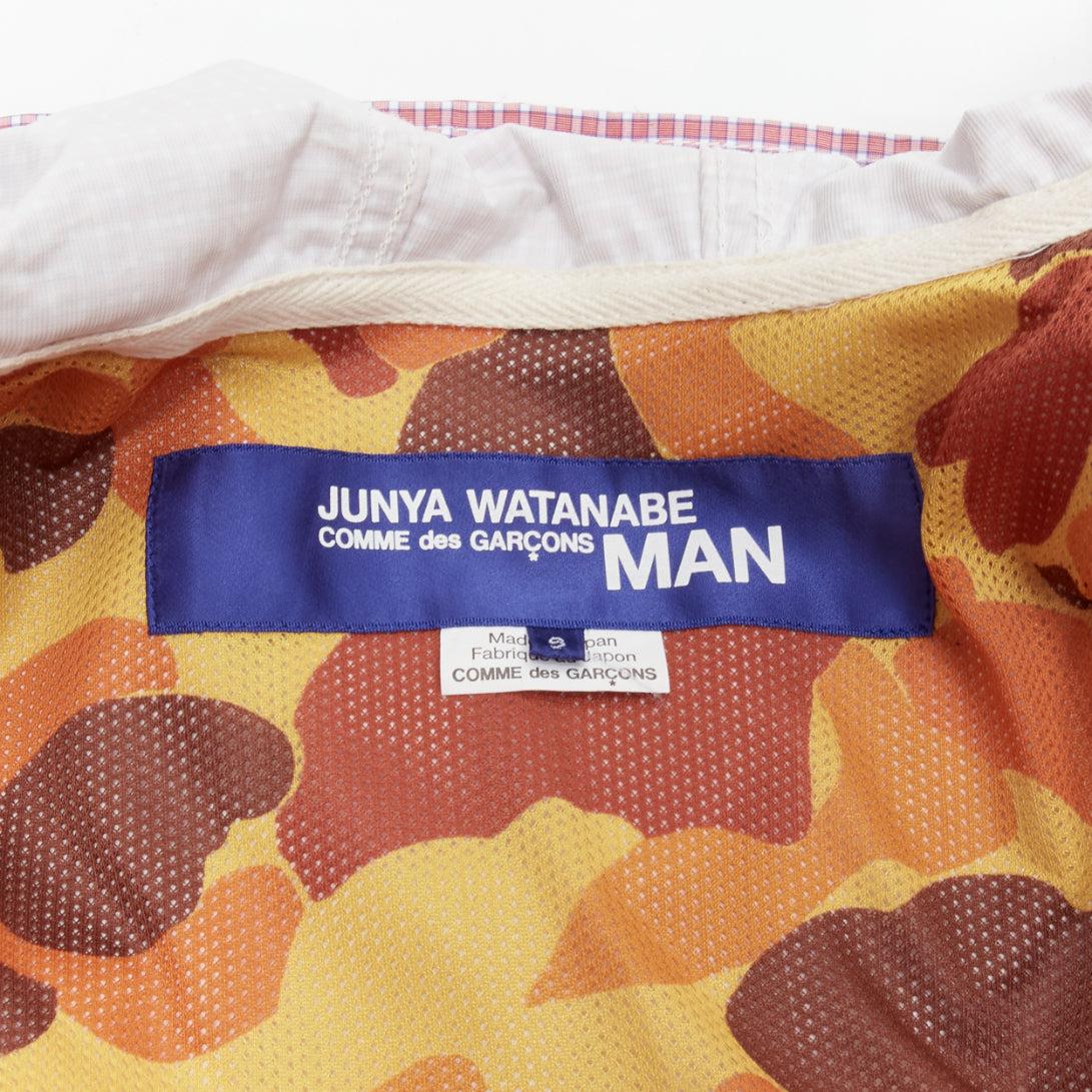 JUNYA WATANABE MAN red checked beige panel hooded pocketed anorak jacket S For Sale 4
