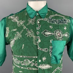 JUNYA WATANABE MAN Size L Emerald Green Embroidered Short Sleeve Shirt