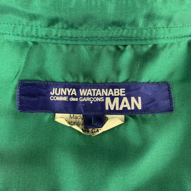 JUNYA WATANABE MAN Size L Emerald Green Embroidered Short Sleeve Shirt ...