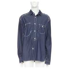JUNYA WATANABE MEN 2024 cotton twill chambray contrast stitch work shirt XL