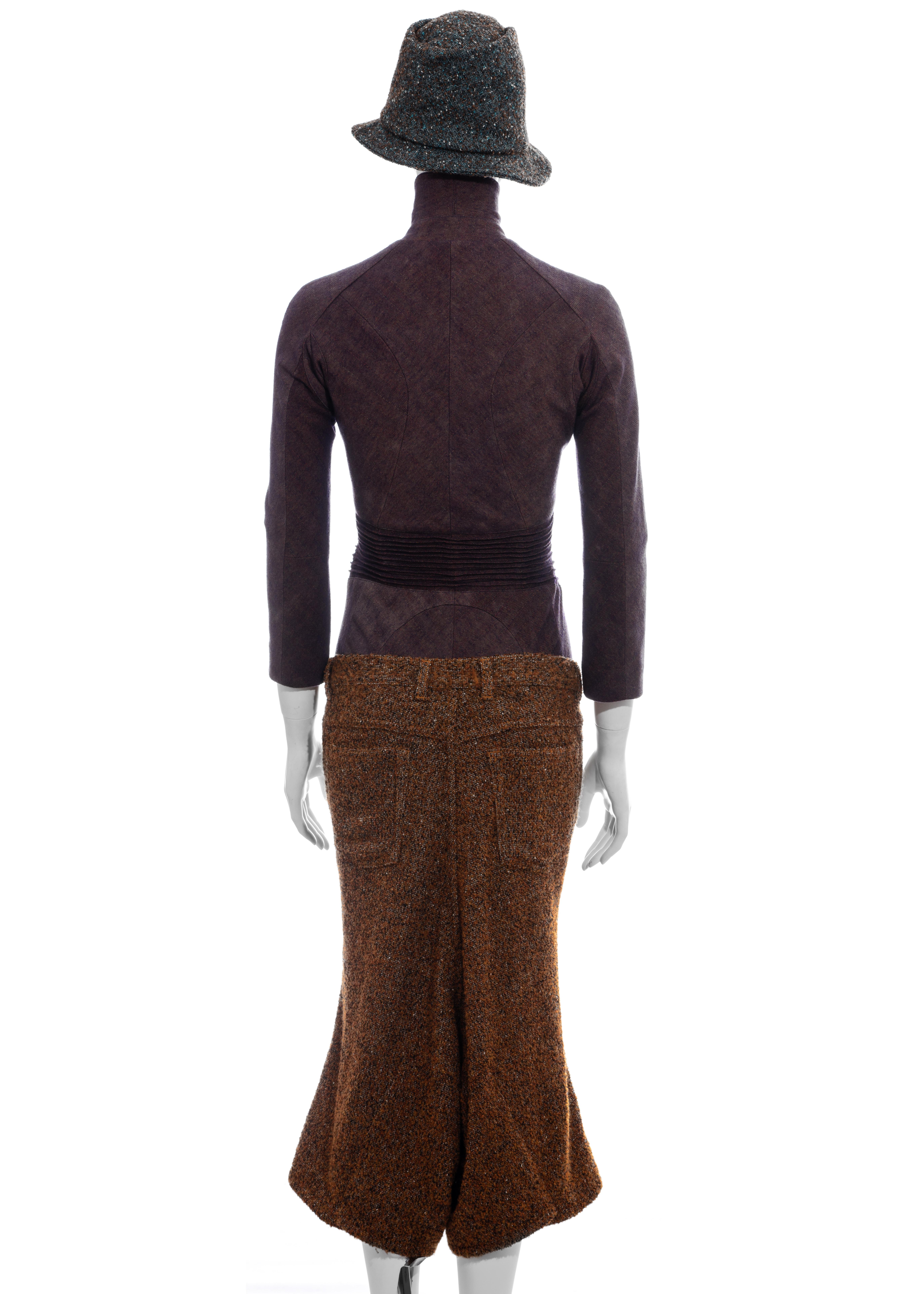 Tailleur pantalon et chapeau en tweed de laine multicolore Junya Watanabe, A/H 2004 en vente 5