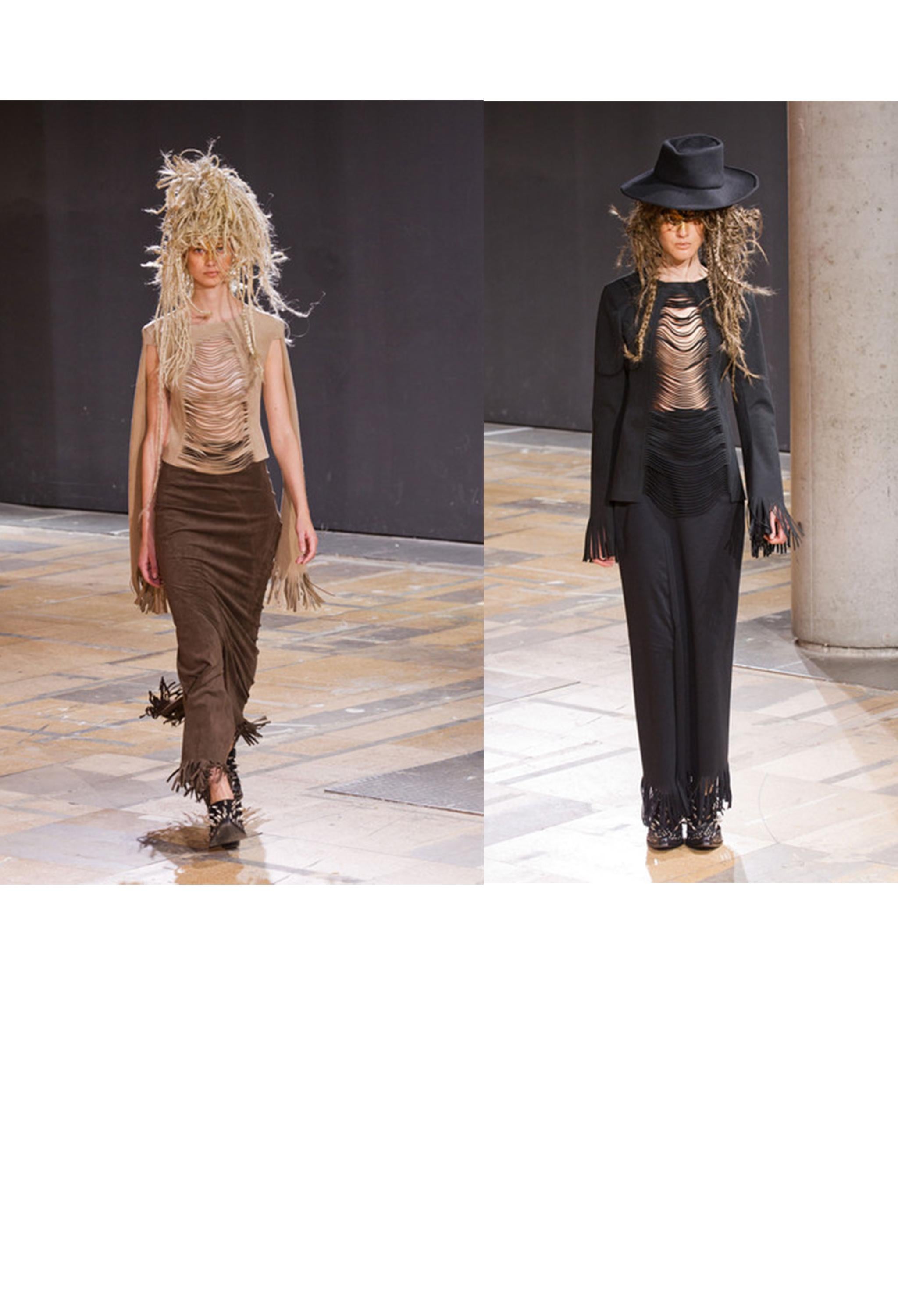 Junya Watanabe New Hippie Beige Fringe Top 2014 In Excellent Condition In Los Angeles, CA