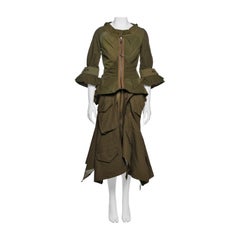 Junya Watanabe Olive Deconstructed Peplum Jacket and Skirt Ensemble, FW 2006