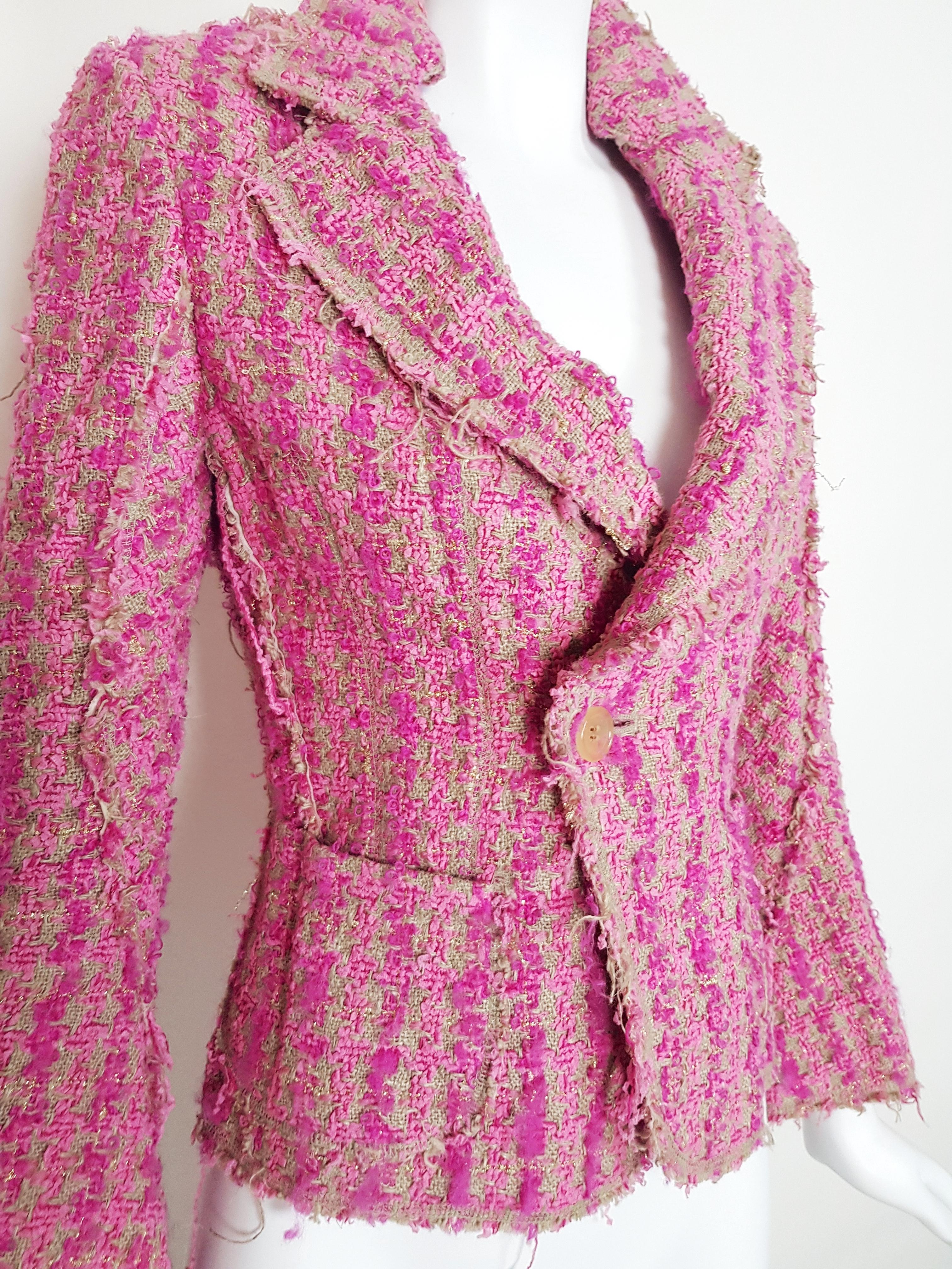 Pink JUNYA WATANABE POUR COMME DES GARÇONS pink tweed Jacket, c. 2000  For Sale