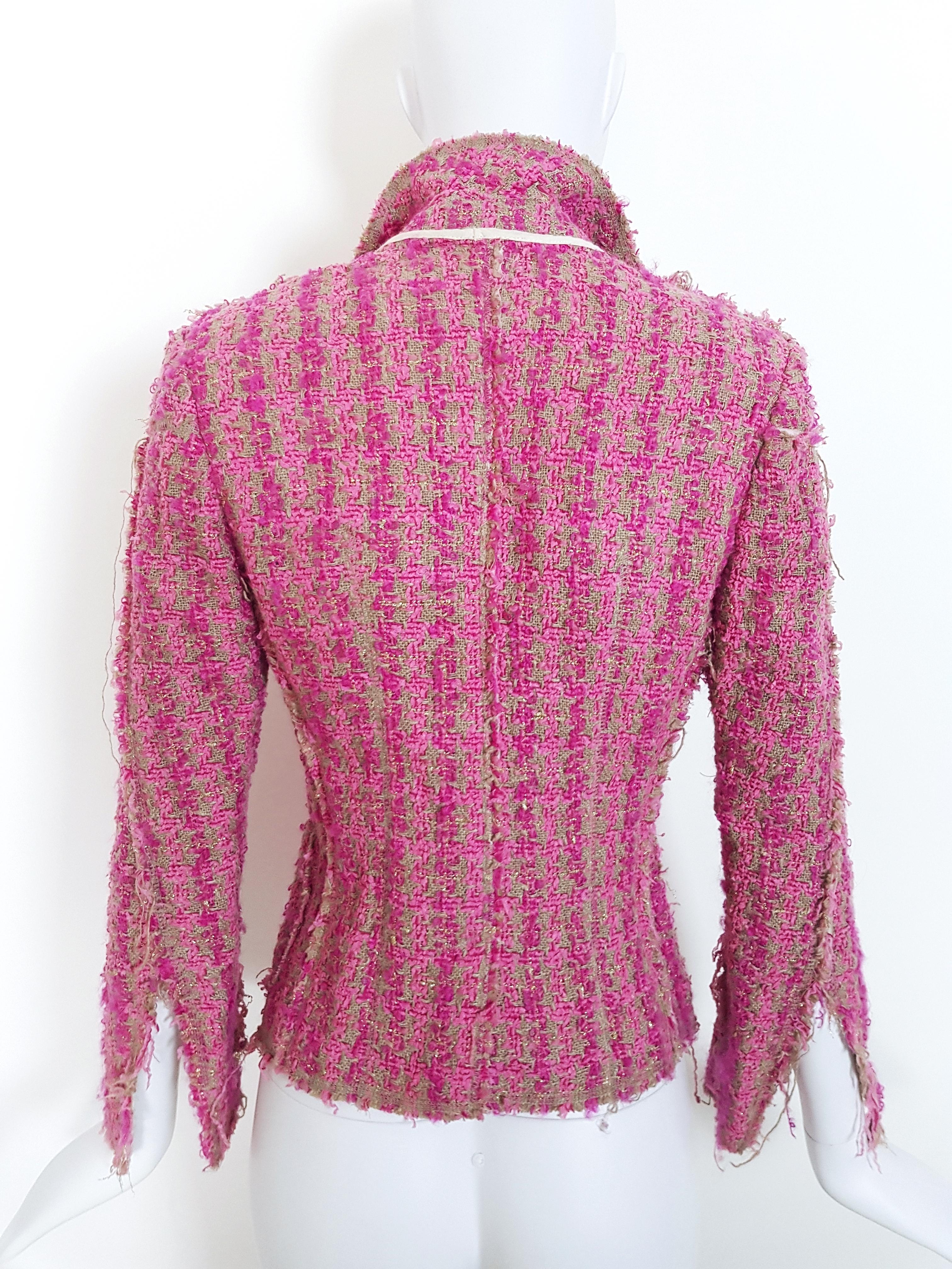 JUNYA WATANABE POUR COMME DES GARÇONS pink tweed Jacket, c. 2000  In Excellent Condition For Sale In Genève, CH
