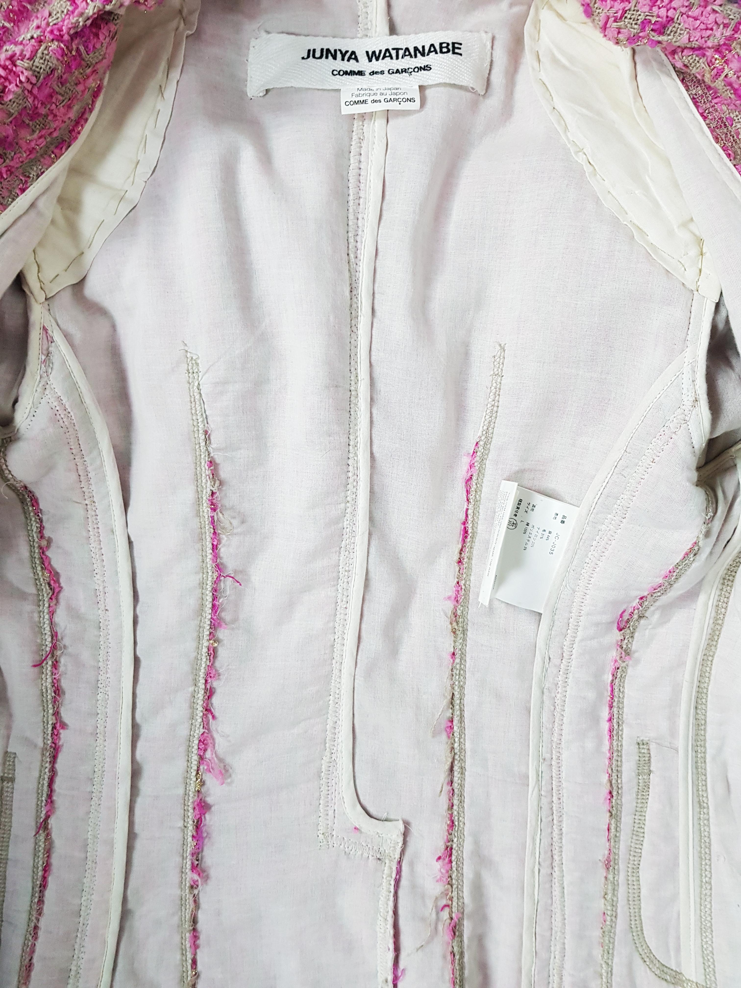 JUNYA WATANABE POUR COMME DES GARÇONS pink tweed Jacket, c. 2000  For Sale 2