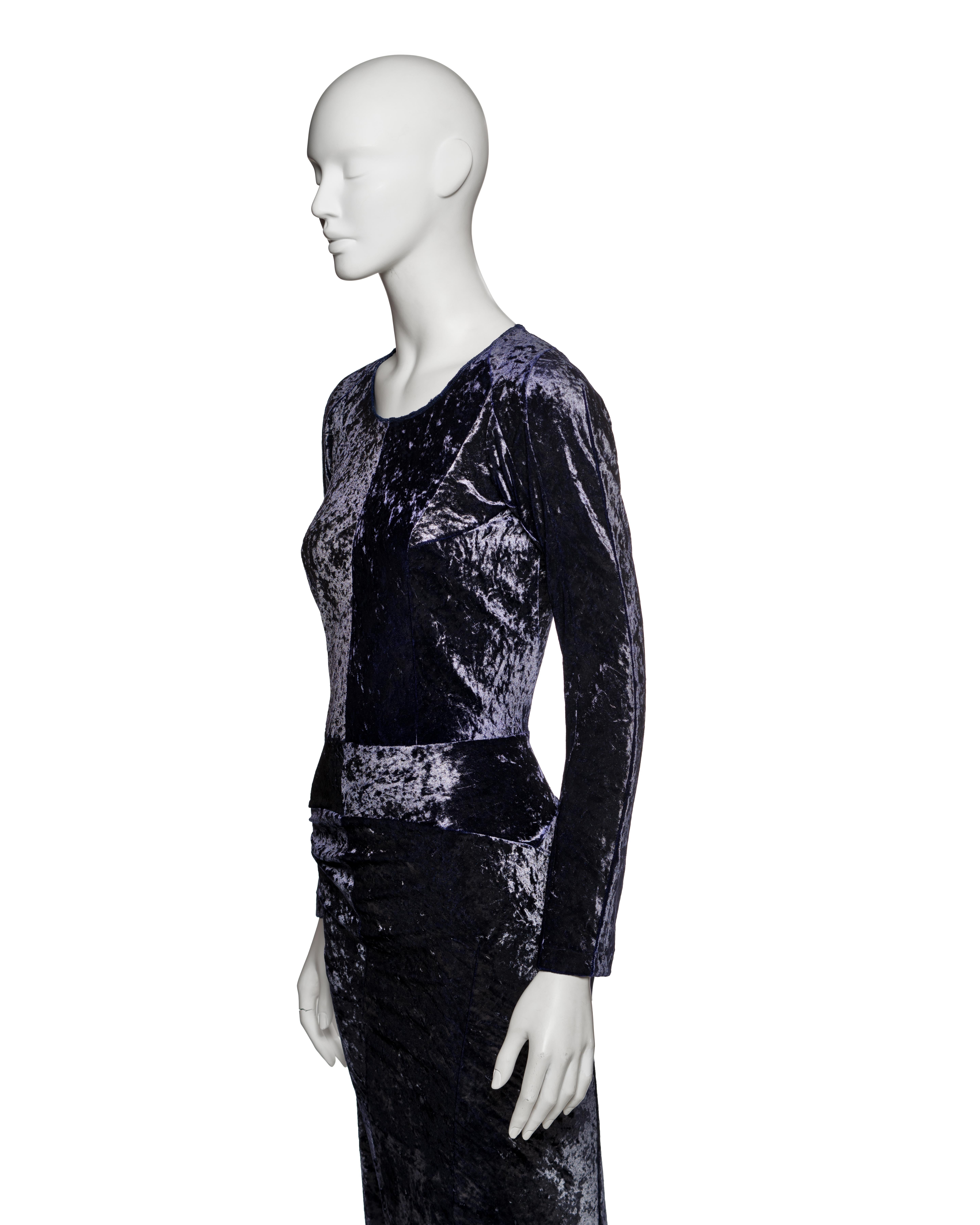 Abito con spacco in velluto schiacciato viola di Junya Watanabe, FW 1997 in vendita 8