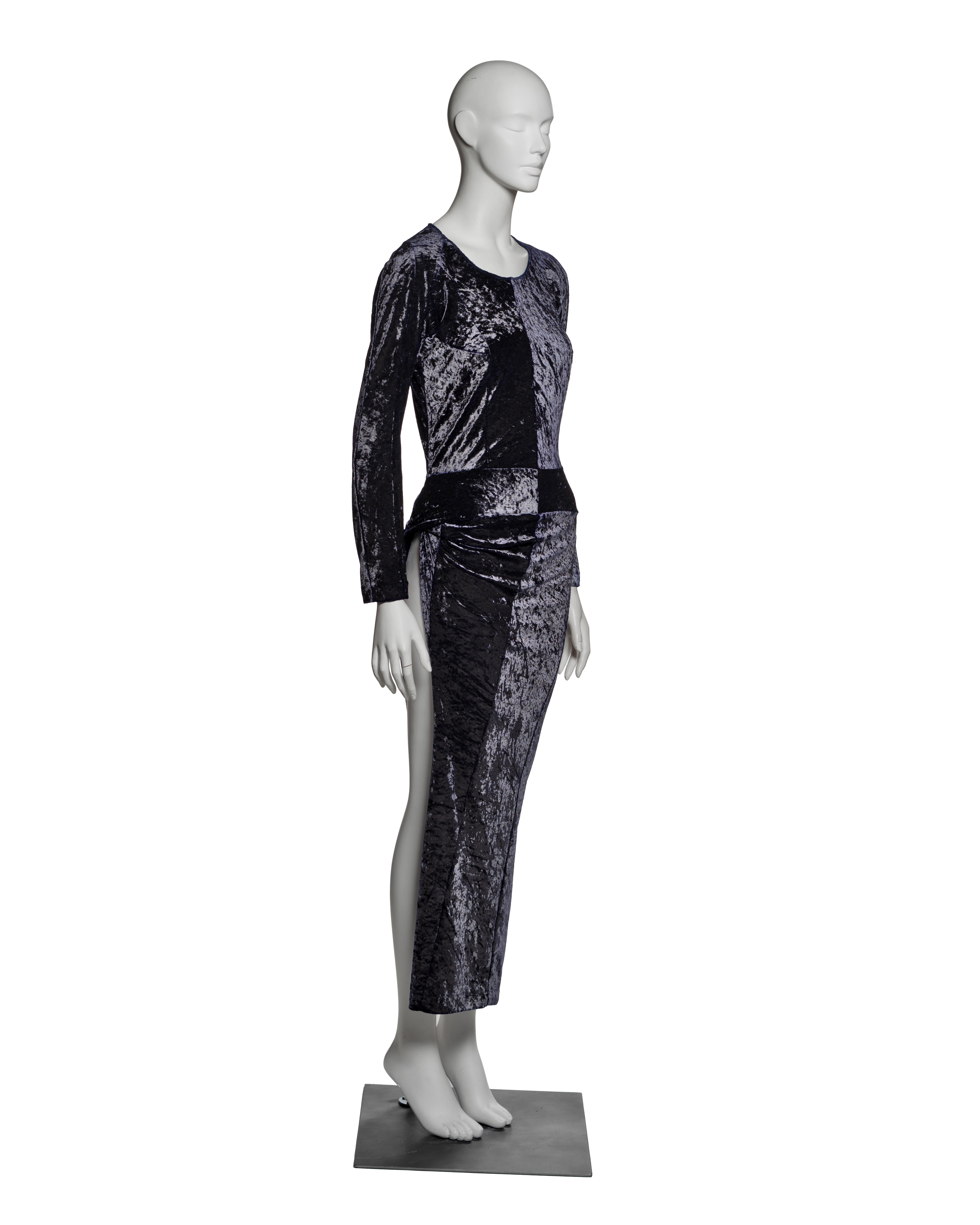 Abito con spacco in velluto schiacciato viola di Junya Watanabe, FW 1997 In condizioni buone in vendita a London, GB