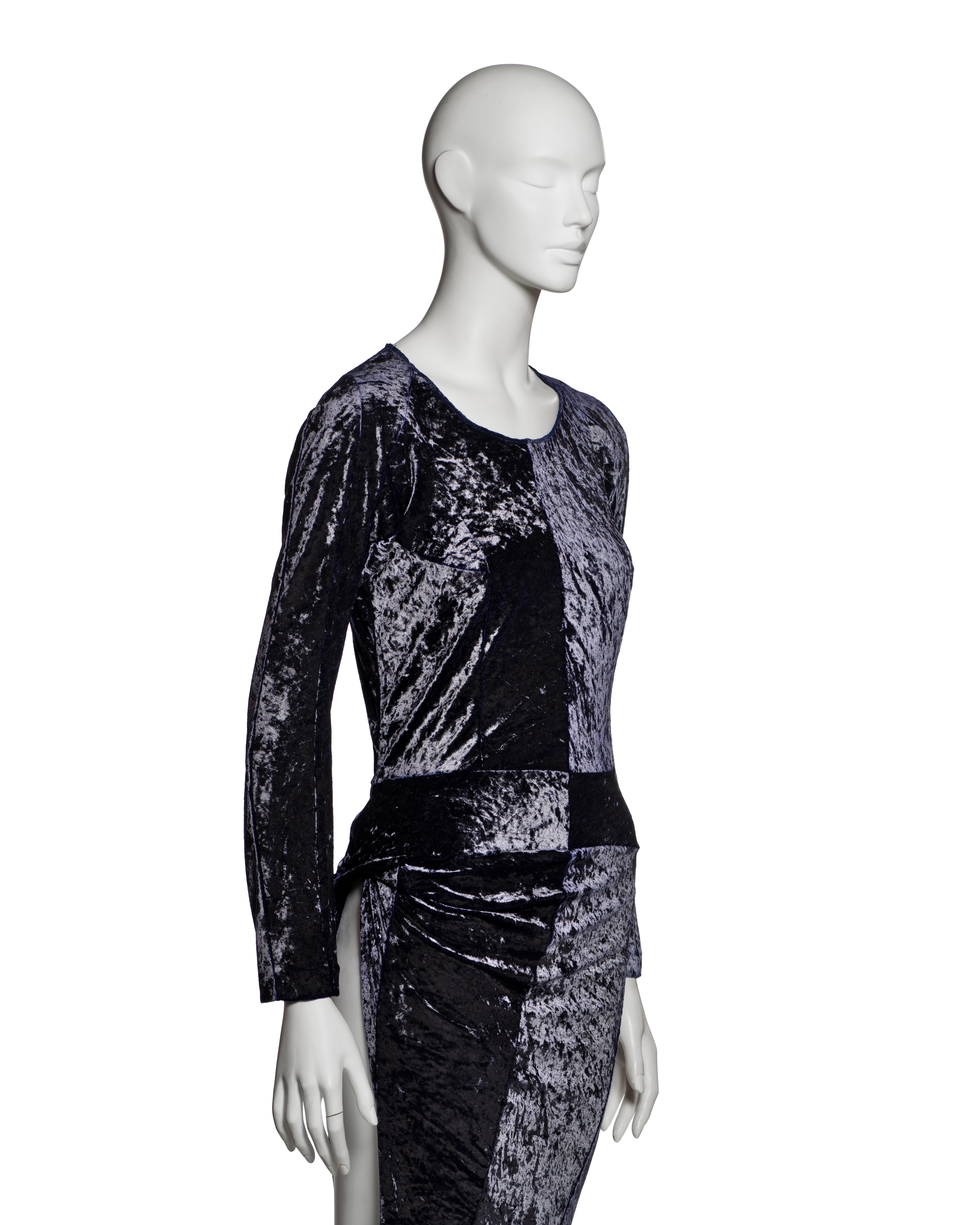 Donna Abito con spacco in velluto schiacciato viola di Junya Watanabe, FW 1997 in vendita