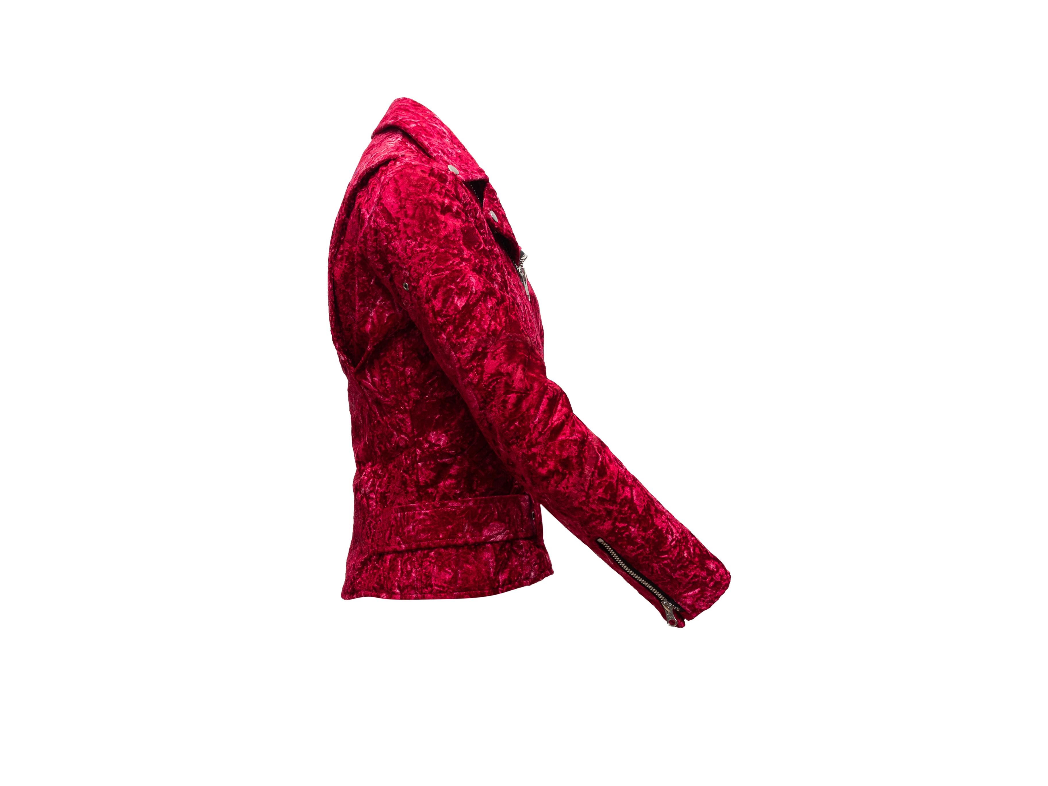 Junya Watanabe Red Comme Des Garcons Crushed Velvet Moto Jacket In Good Condition In New York, NY