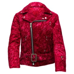 Junya Watanabe Red Comme Des Garcons Crushed Velvet Moto Jacket