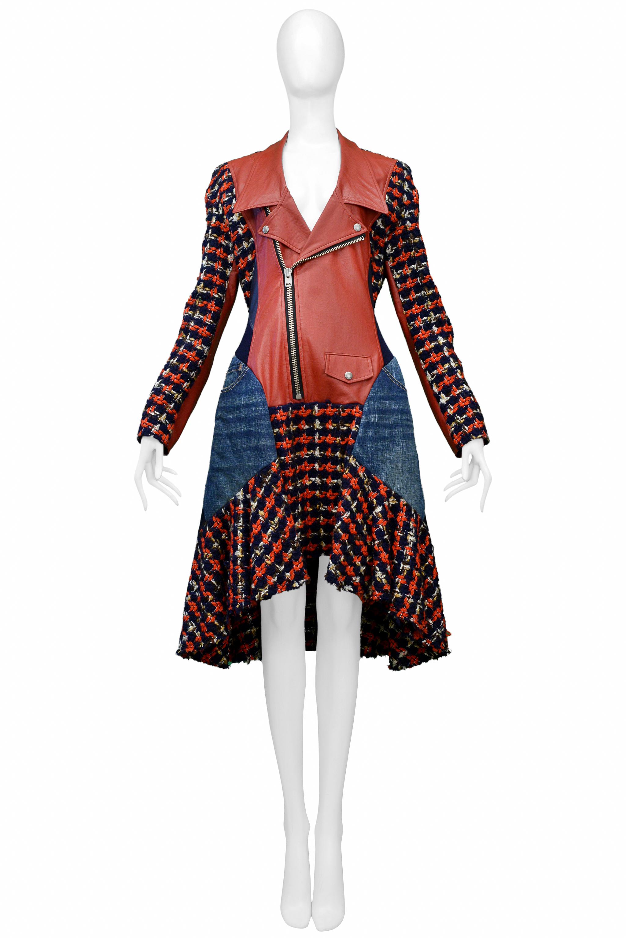 Resurrection Vintage is excited to offer a vintage Junya Watanabe for Comme des Garcons red motorcycle concept dress with plaid boucle and blue denim insets. 

Junya Watanabe
Size: Large
Wool, Acrylic, Cotton, Synthetic Leather
2013