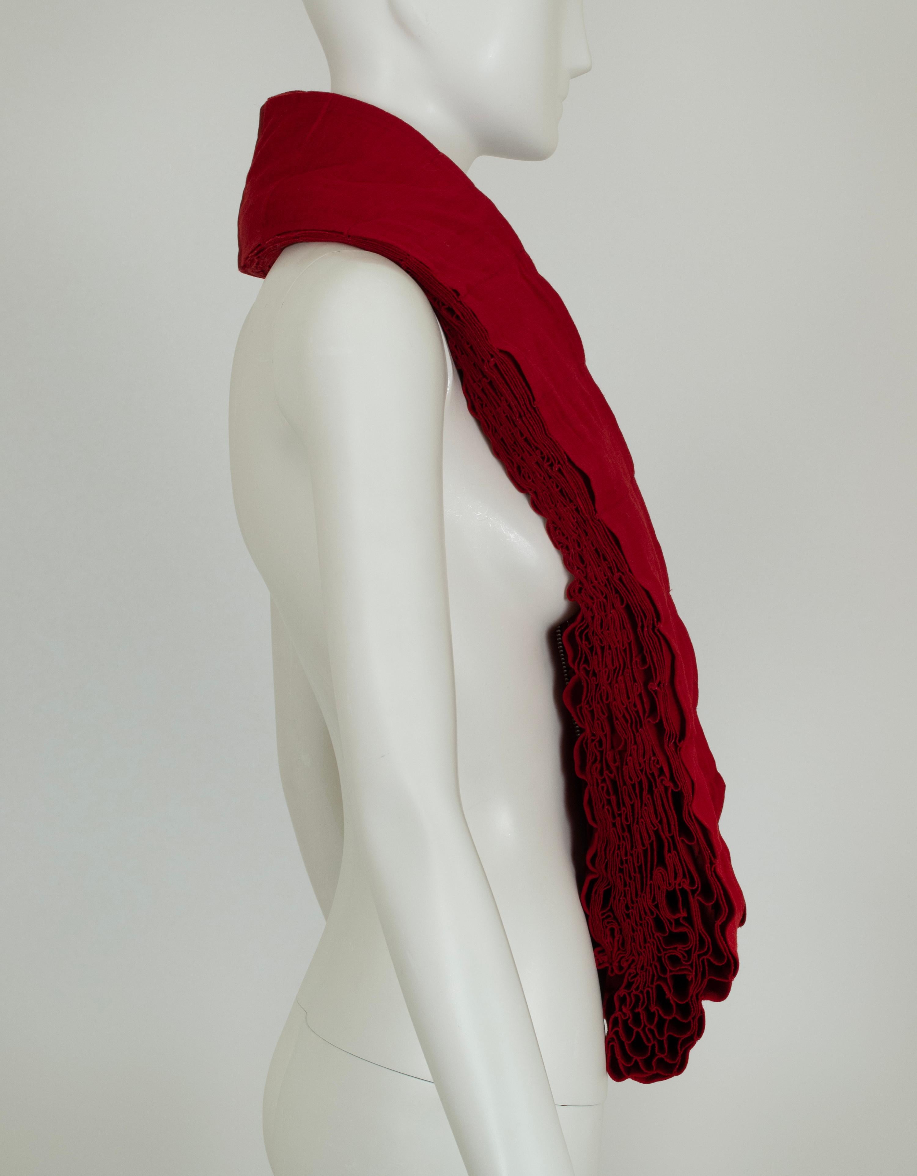 Junya Watanabe Red Wool Honeycomb Origami Transformable Cocoon Jacket – XS, 2015 For Sale 6