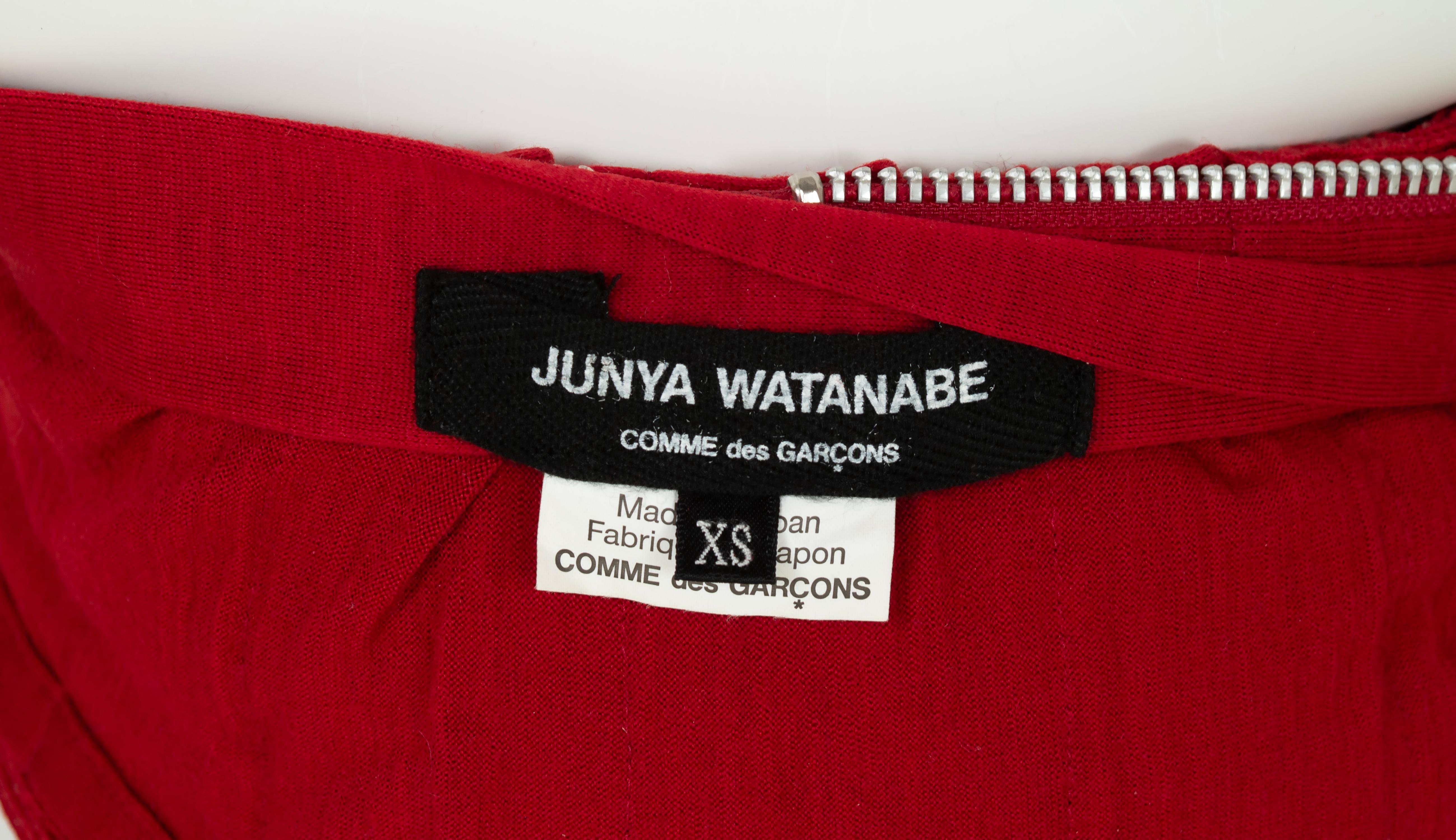 Junya Watanabe Red Wool Honeycomb Origami Transformable Cocoon Jacket – XS, 2015 For Sale 13