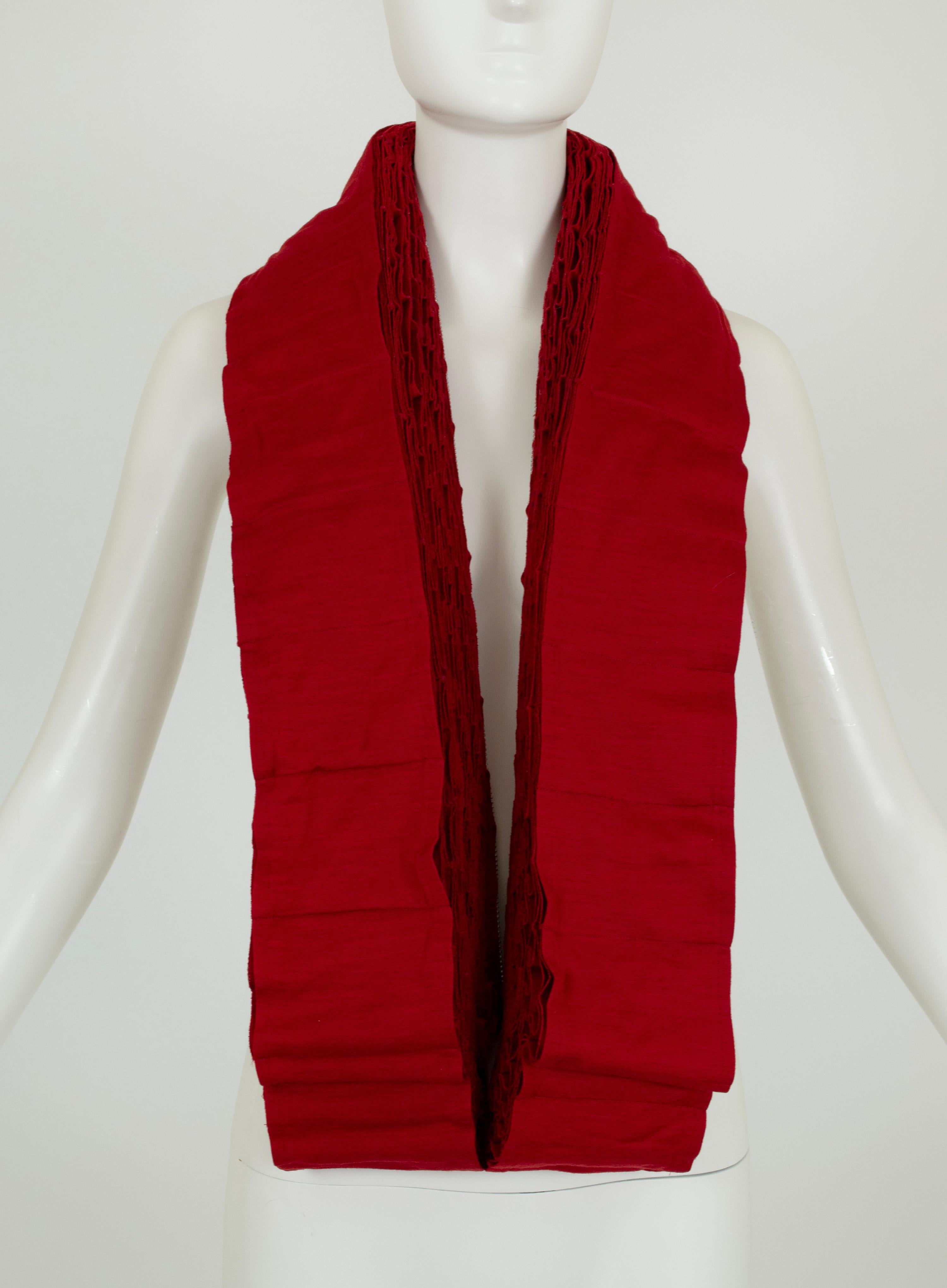 Junya Watanabe Red Wool Honeycomb Origami Transformable Cocoon Jacket – XS, 2015 For Sale 5