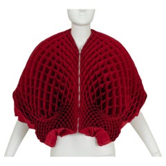 Junya Watanabe Red Wool Honeycomb Origami Transformable Cocoon Jacket – XS, 2015