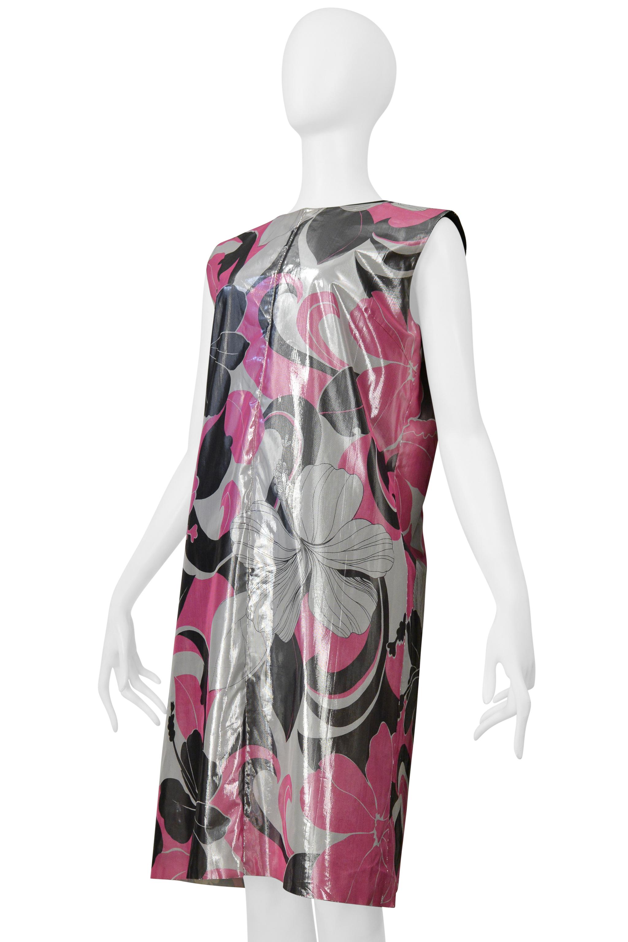 Women's Junya Watanabe Reversible Metallic Floral Tech Dress W/ Black Interior Ss 2000 For Sale
