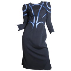 Junya Watanabe Runway Black and Blue with Mesh Inserts Dress