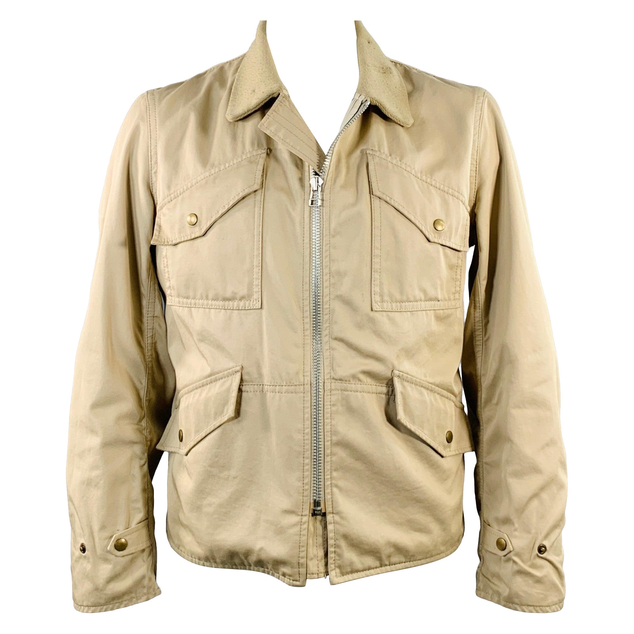 JUNYA WATANABE Size L Beige Twill Cotton Zip Up Jacket