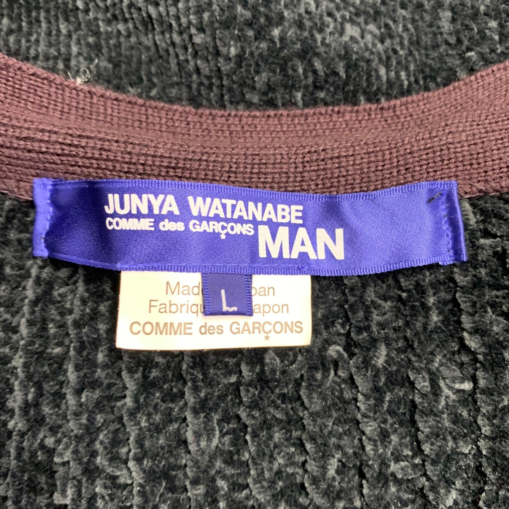 JUNYA WATANABE Size L Black Brown Chenille Knit Cardigan For Sale 7