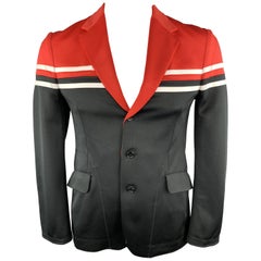 JUNYA WATANABE Size L Black & Red Color Block White Trim Polyester Jacket