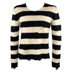 JUNYA WATANABE Size L Black & White Stripe Wool Round Neck Sweater