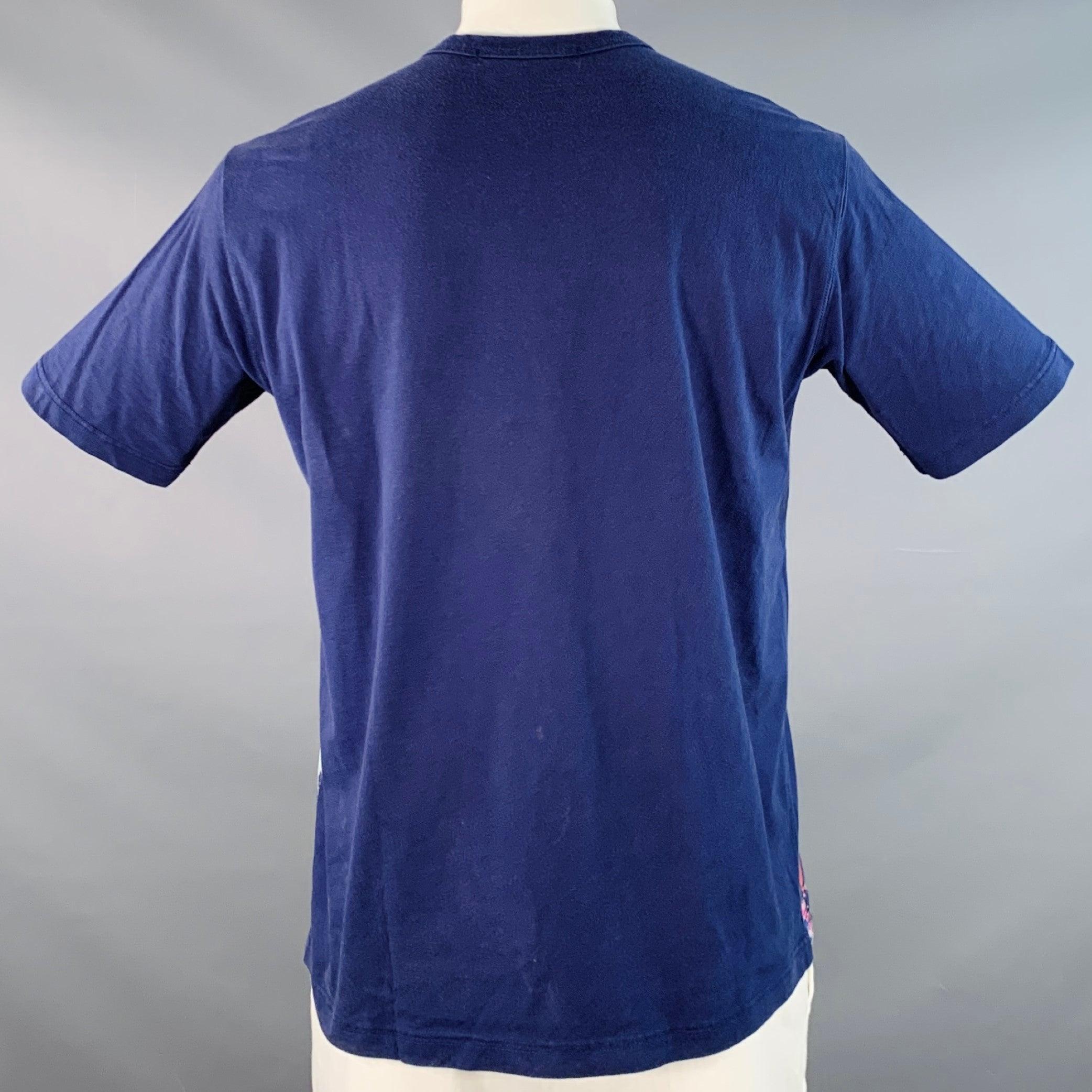 JUNYA WATANABE Camiseta cuello redondo de algodón salpicadura de pintura multicolor azul talla L en Bueno estado para la venta en San Francisco, CA