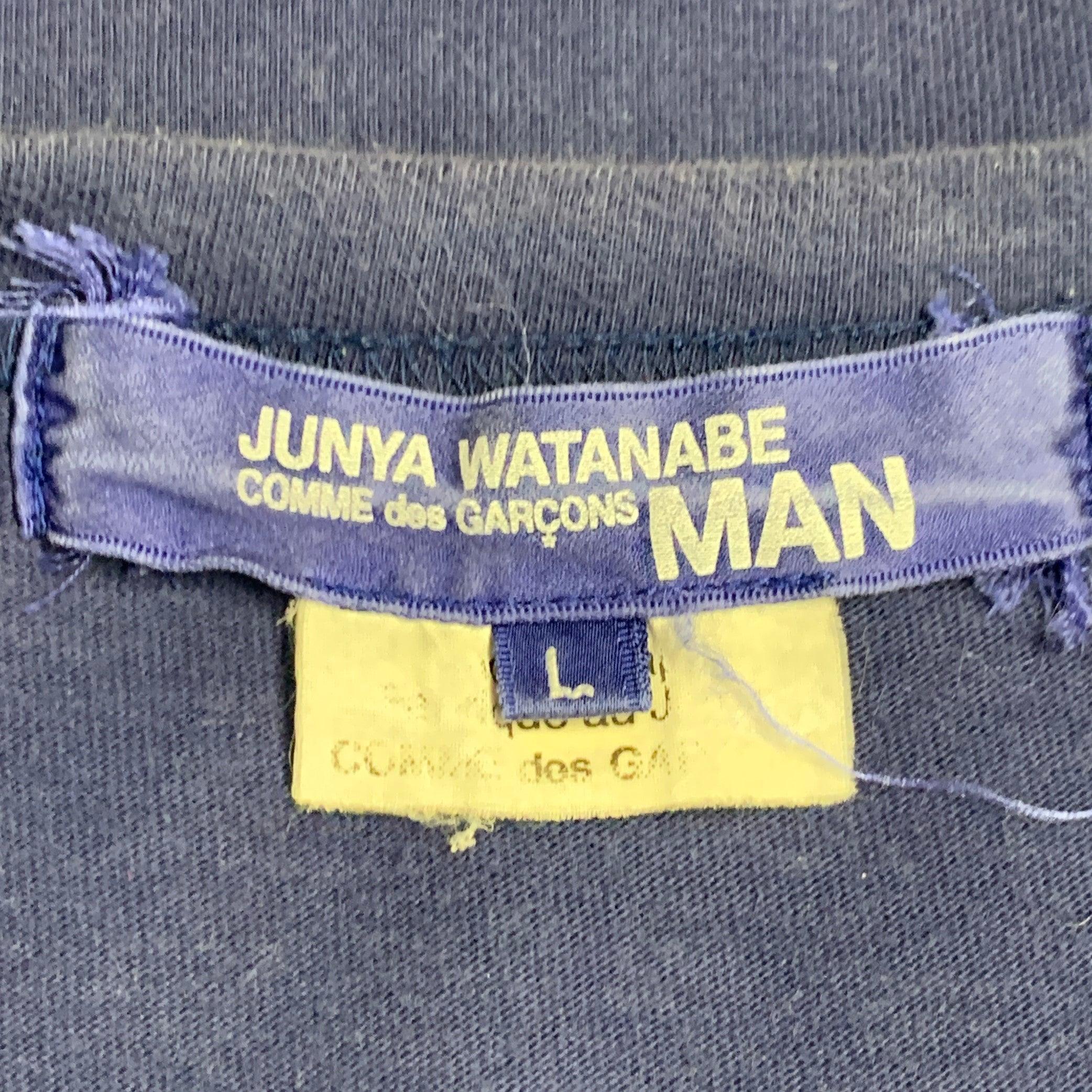 JUNYA WATANABE Camiseta cuello redondo de algodón salpicadura de pintura multicolor azul talla L en venta 1