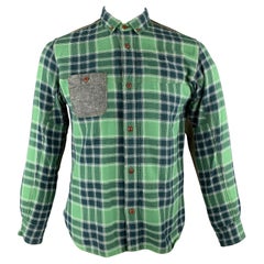 JUNYA WATANABE Size L Green Plaid Cotton Button Down Long Sleeve Shirt