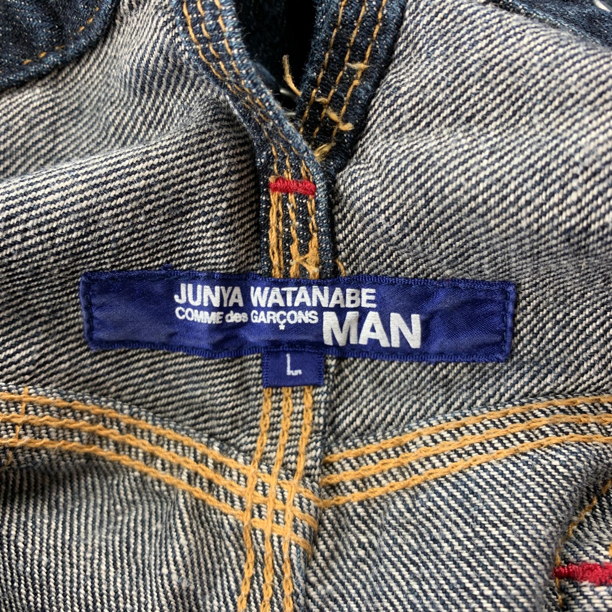 Men's JUNYA WATANABE Size L Indigo Contrast Stitch Denim Button Fly Jeans