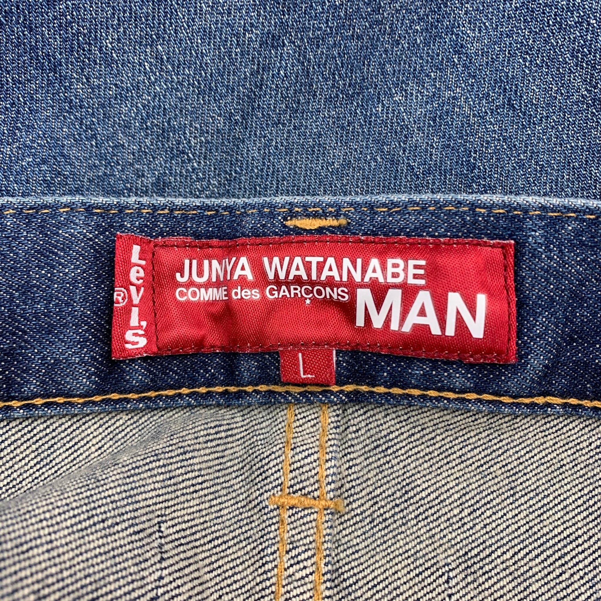 JUNYA WATANABE Size L Indigo Patches Denim Zip Fly Jeans In Good Condition In San Francisco, CA