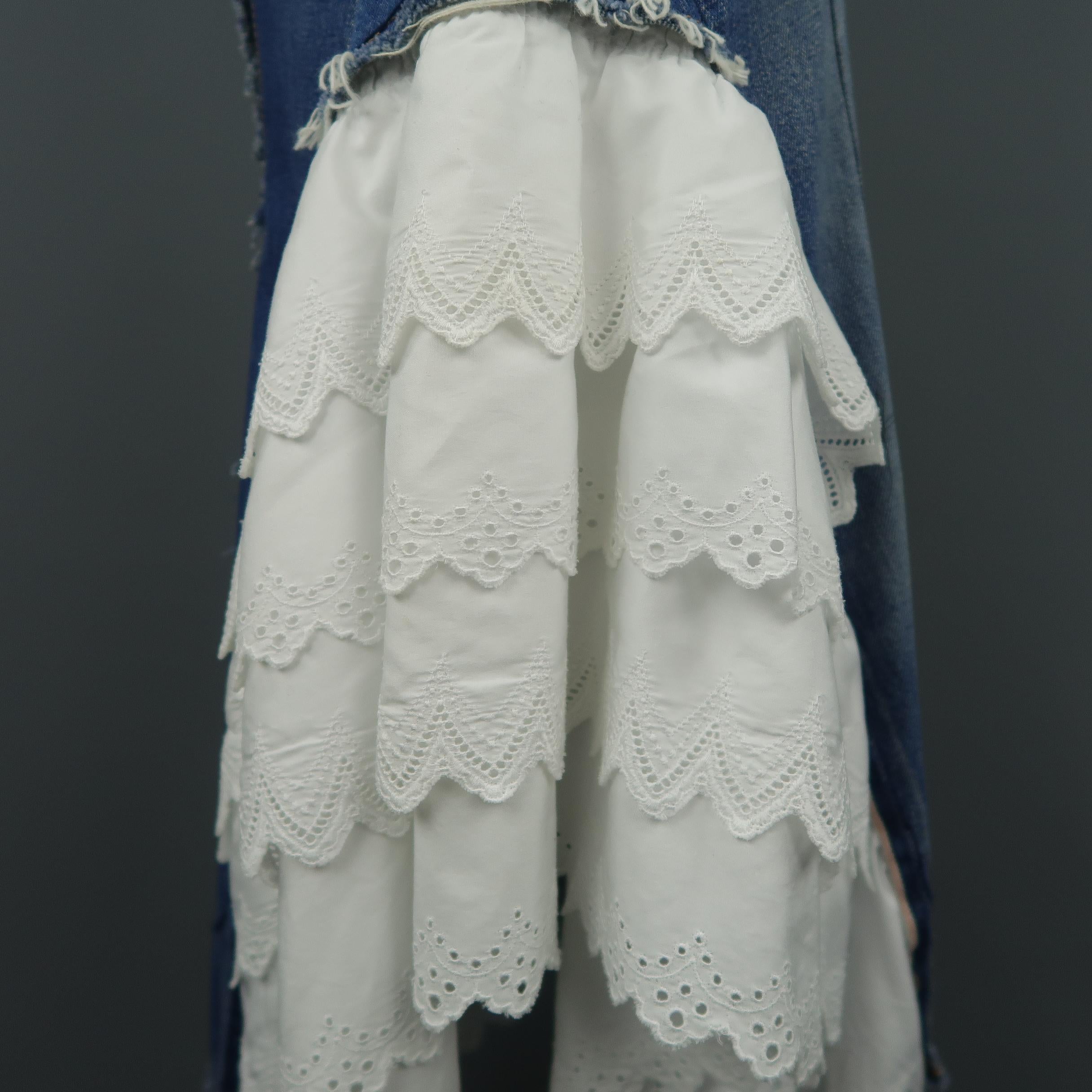 Gray JUNYA WATANABE Size L Washed Denim SS2009 White Ruffle Mermaid Skirt