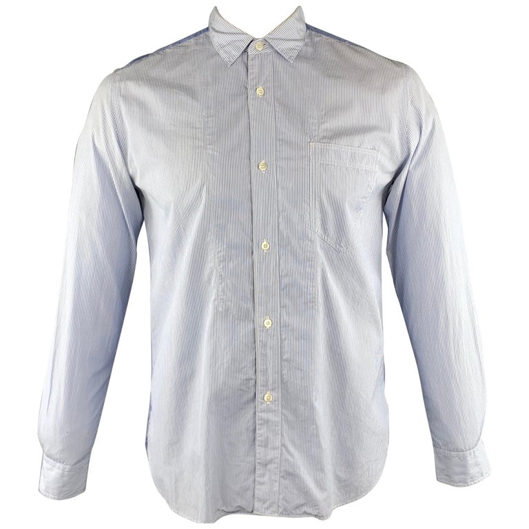 JUNYA WATANABE Size L White and Blue Cotton Button Up Long Sleeve Shirt ...