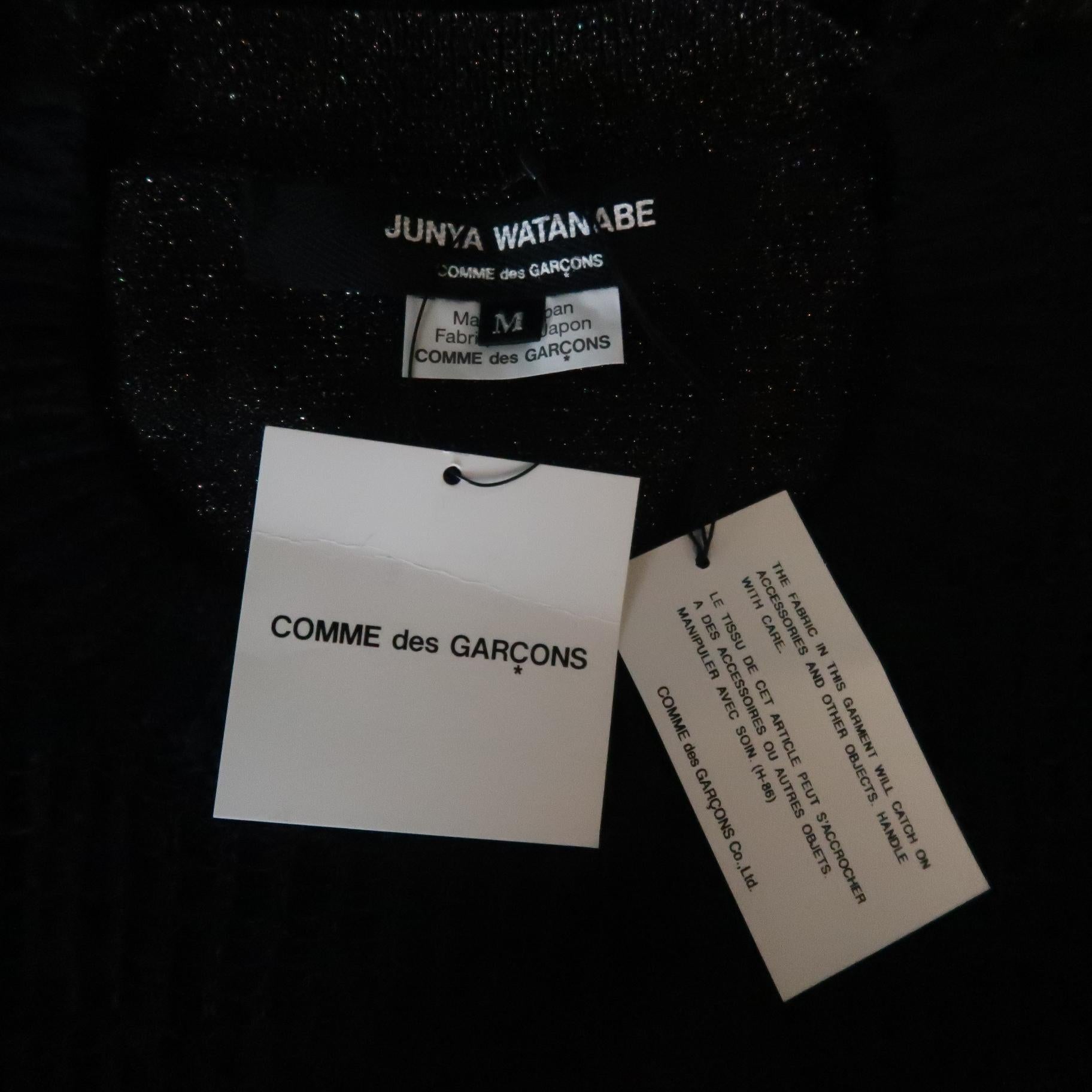 JUNYA WATANABE Size M Black Distressed Knit Short Sleeve Pullover 1