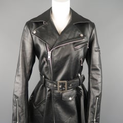 JUNYA WATANABE Taille M Noir Faux Cuir Biker Moto Jacket A line Skirt Coat