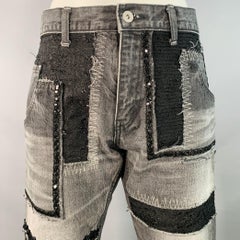 JUNYA WATANABE Size M Black Grey Selvedge Denim Patchwork Distressed Jeans
