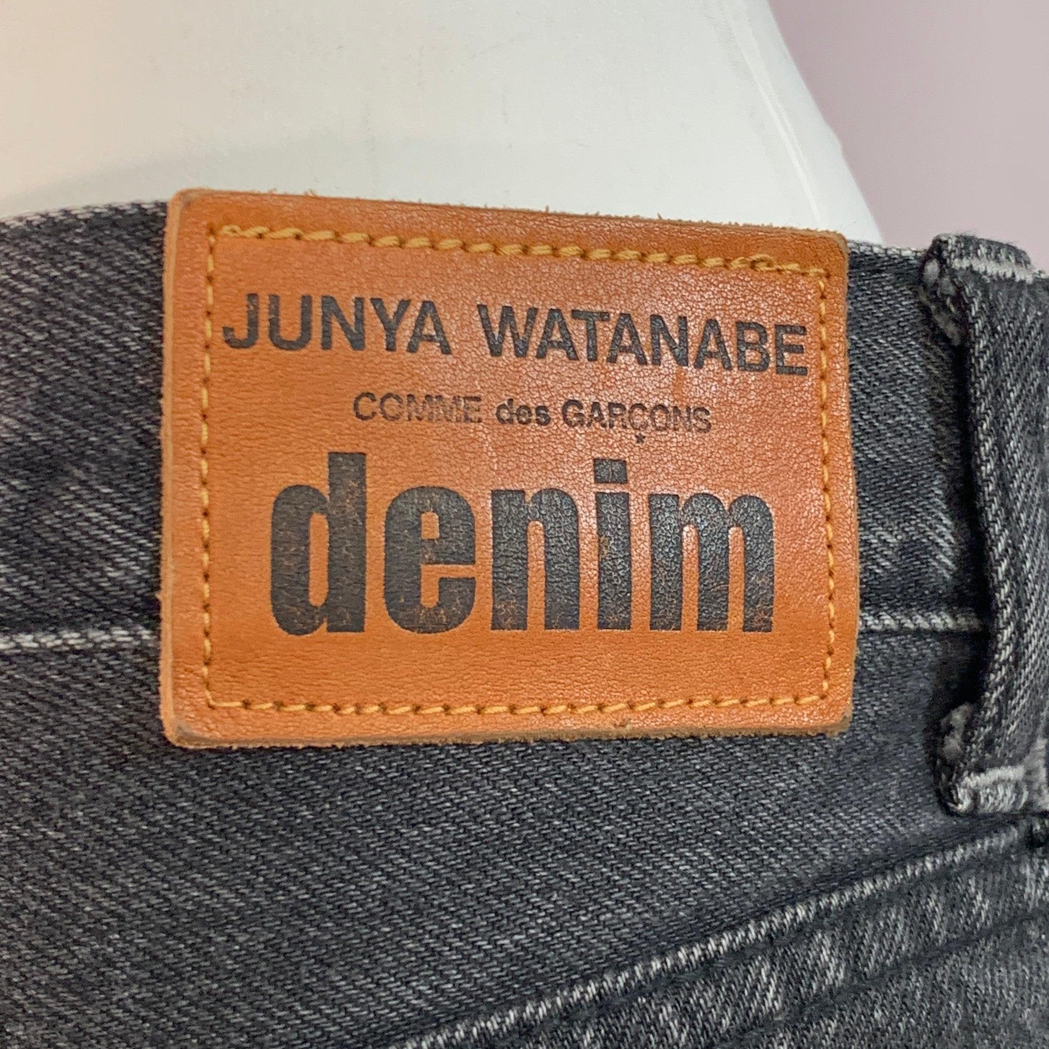 De las mujeres JUNYA WATANABE Talla M Negros Grises Vaqueros Patchwork Distressed en venta