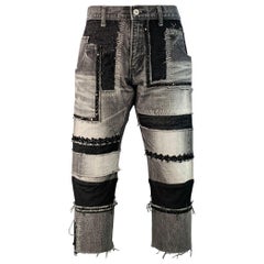 JUNYA WATANABE Size M Black Grey Selvedge Denim Patchwork Distressed Jeans