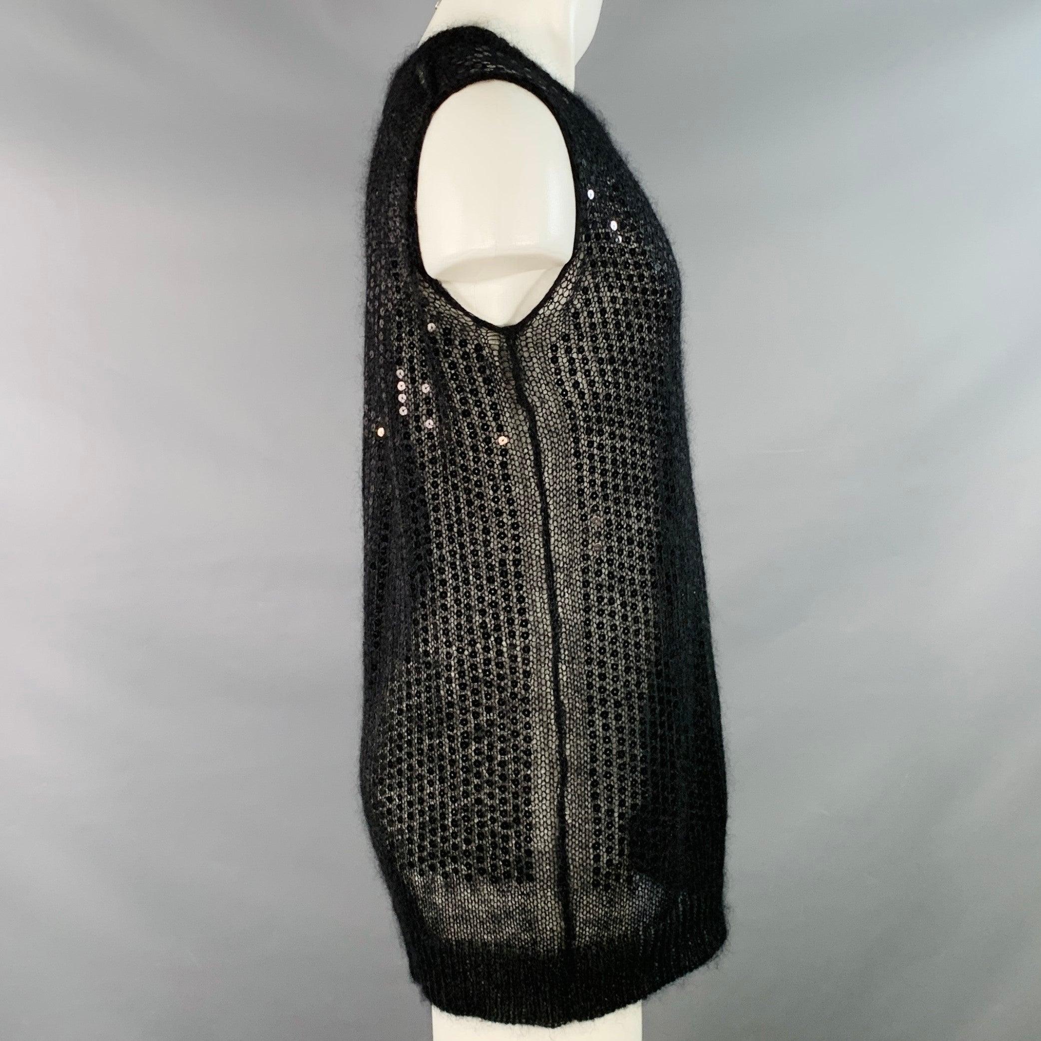 JUNYA WATANABE Size M Black Sequined Knit Sleeveless Long Pullover In Good Condition For Sale In San Francisco, CA