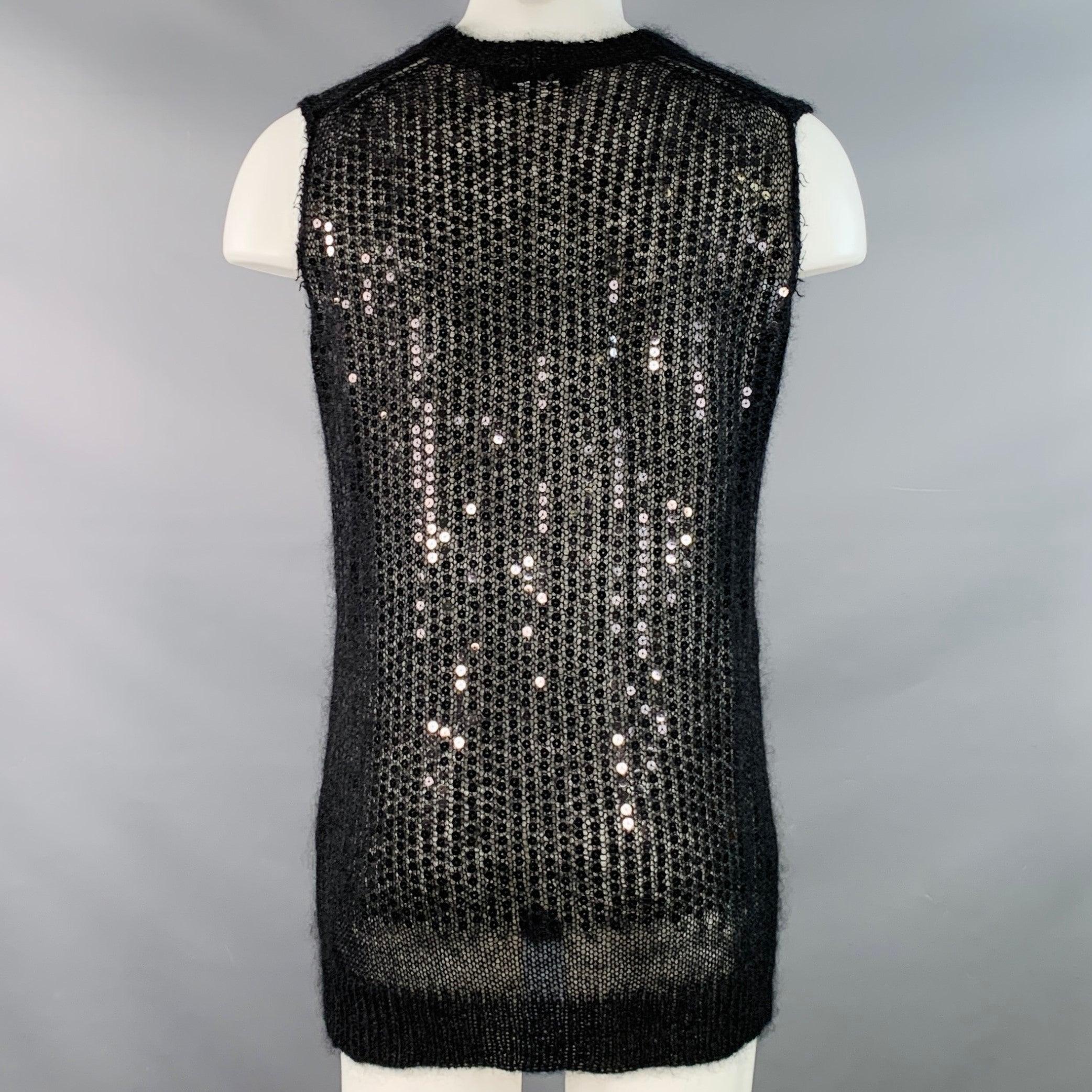 Men's JUNYA WATANABE Size M Black Sequined Knit Sleeveless Long Pullover For Sale